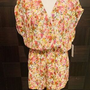 Aqua Brand watercolor floral romper NWT